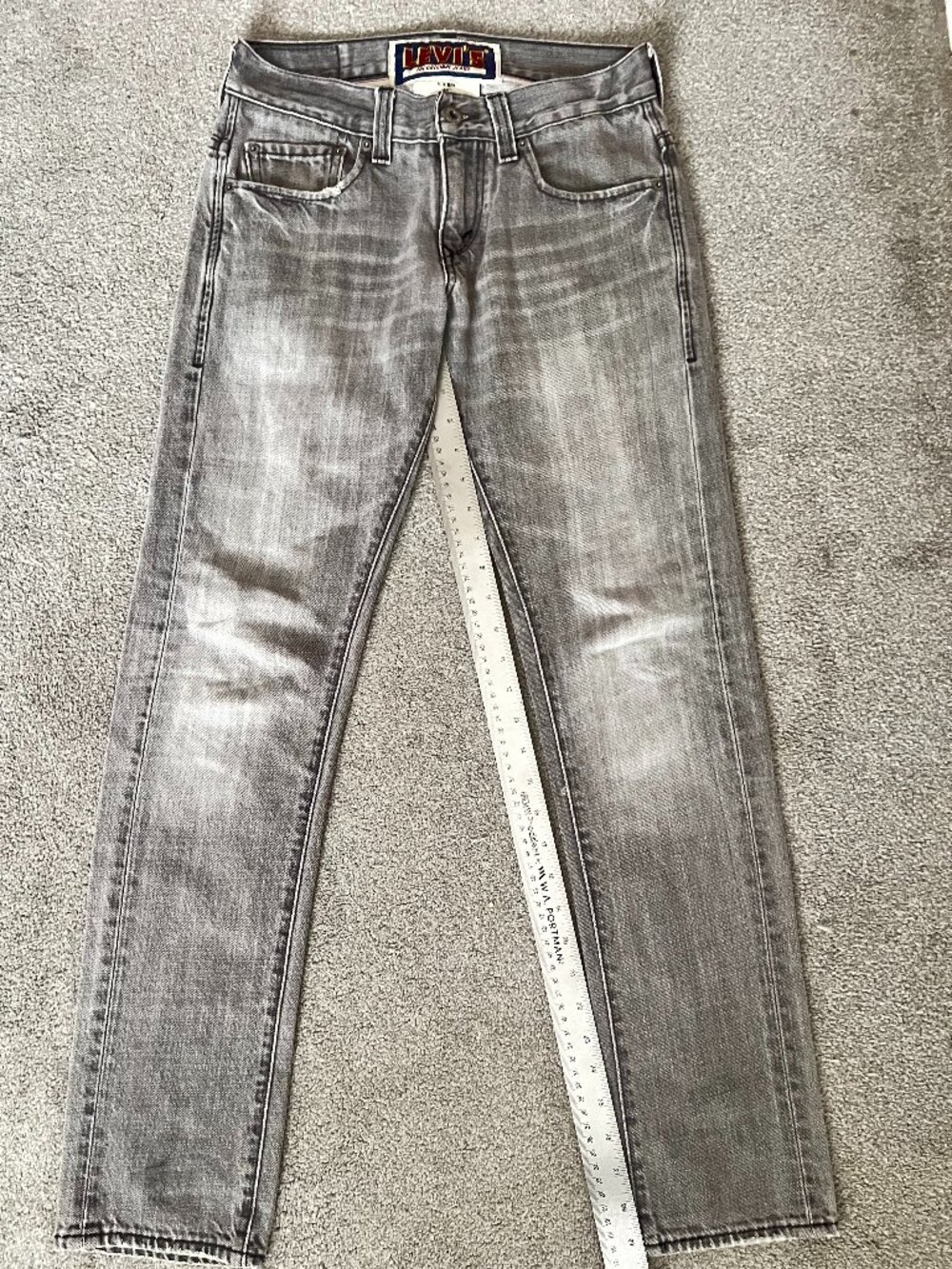 Levi's The Original 511 Skinny Jeans Mens 28x30 Cotton Casual Gray Denim